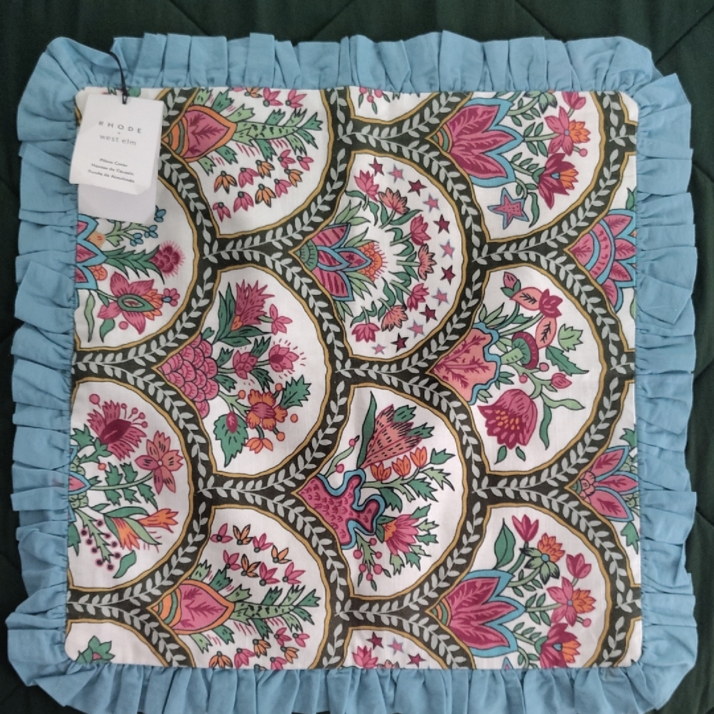 Blue and Multicolor Accent Pillow